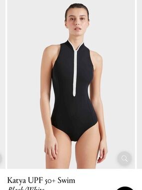 Hungza G Brand New with tagsUPF 50+ Black/White High-Neck Zip One-Piece Swimsuit